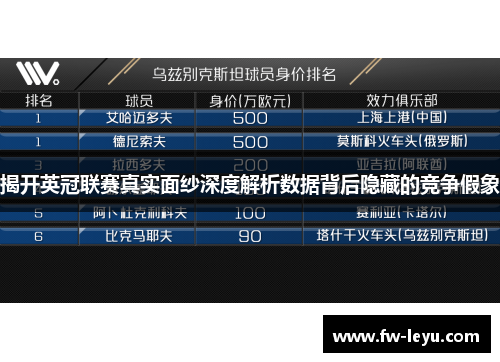 揭开英冠联赛真实面纱深度解析数据背后隐藏的竞争假象