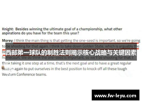 西部第一球队的制胜法则揭示核心战略与关键因素